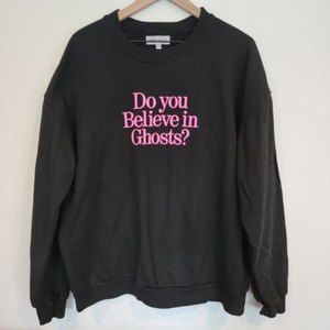 LONELY GHOST Do You Believe in Ghosts? Sweatshirt Crewneck Size XXL Black+ Pink